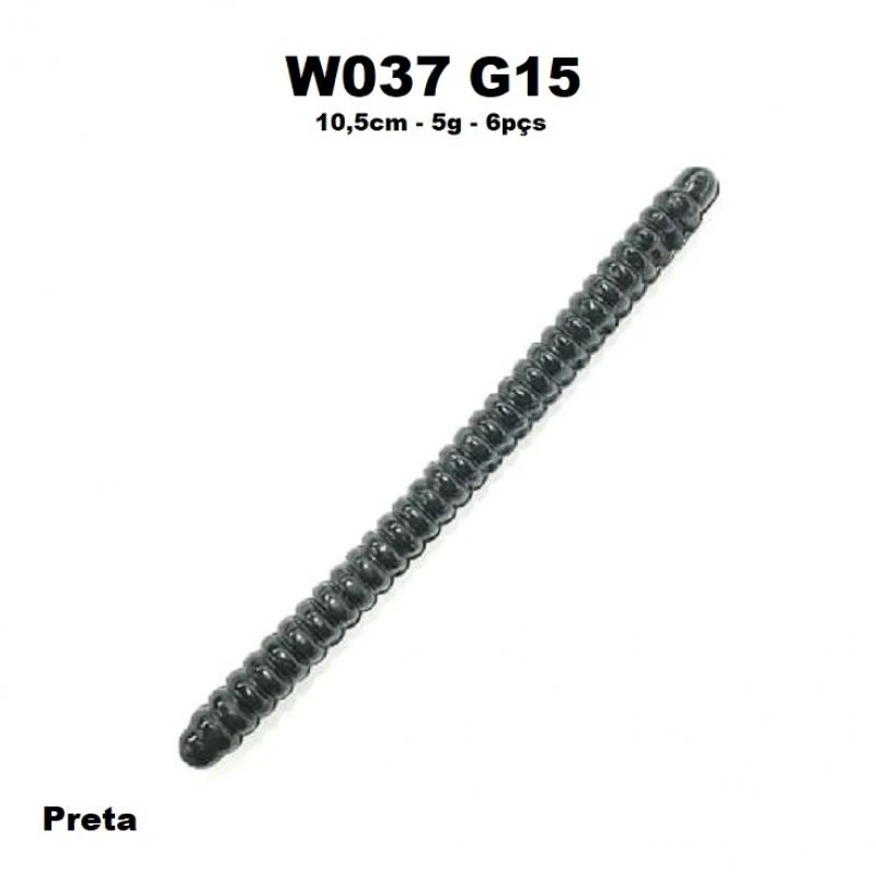 Isca Soft Minhoca W037 #B15 - 10,5cm - 5g - 6pçs 