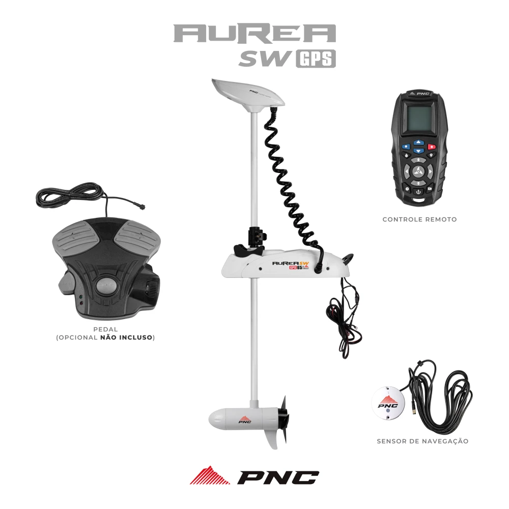Motor elétrico AUREA 65lb SW- GPS -12v - controle s/ fio  - sistema ancora - memoria para 16 rotas