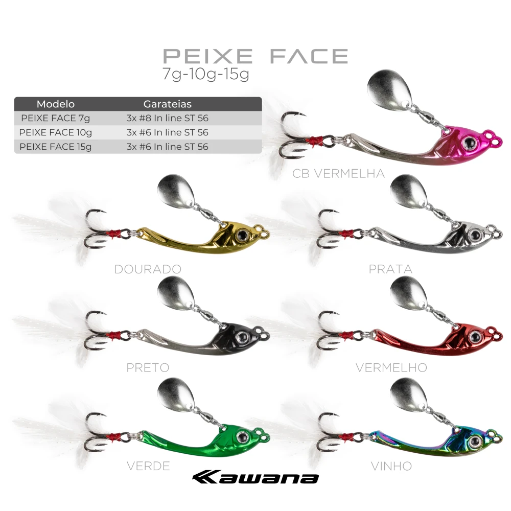 Isca KW PEIXE Face 7, 10 e 15g - Varejo U$ 1.22
