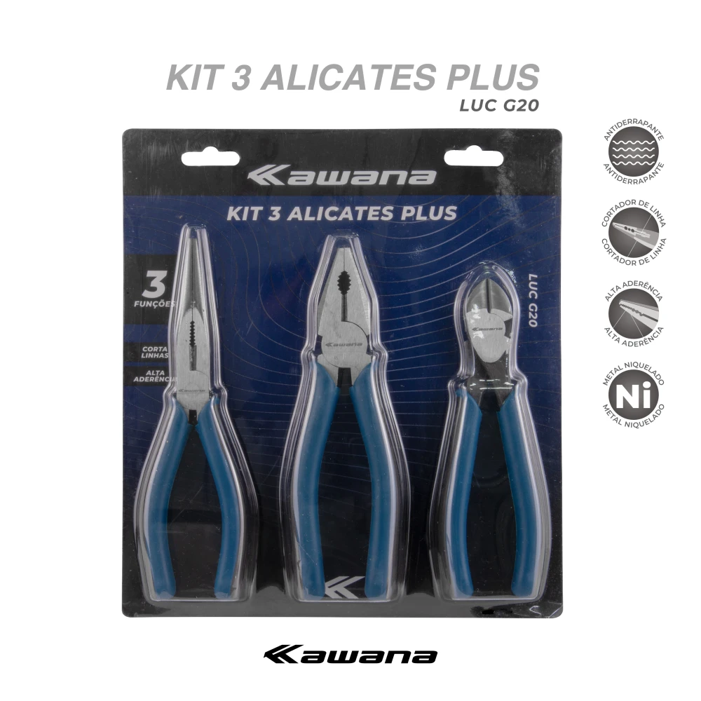 Alicate KIT 3 Bico Universal Corte 20cm