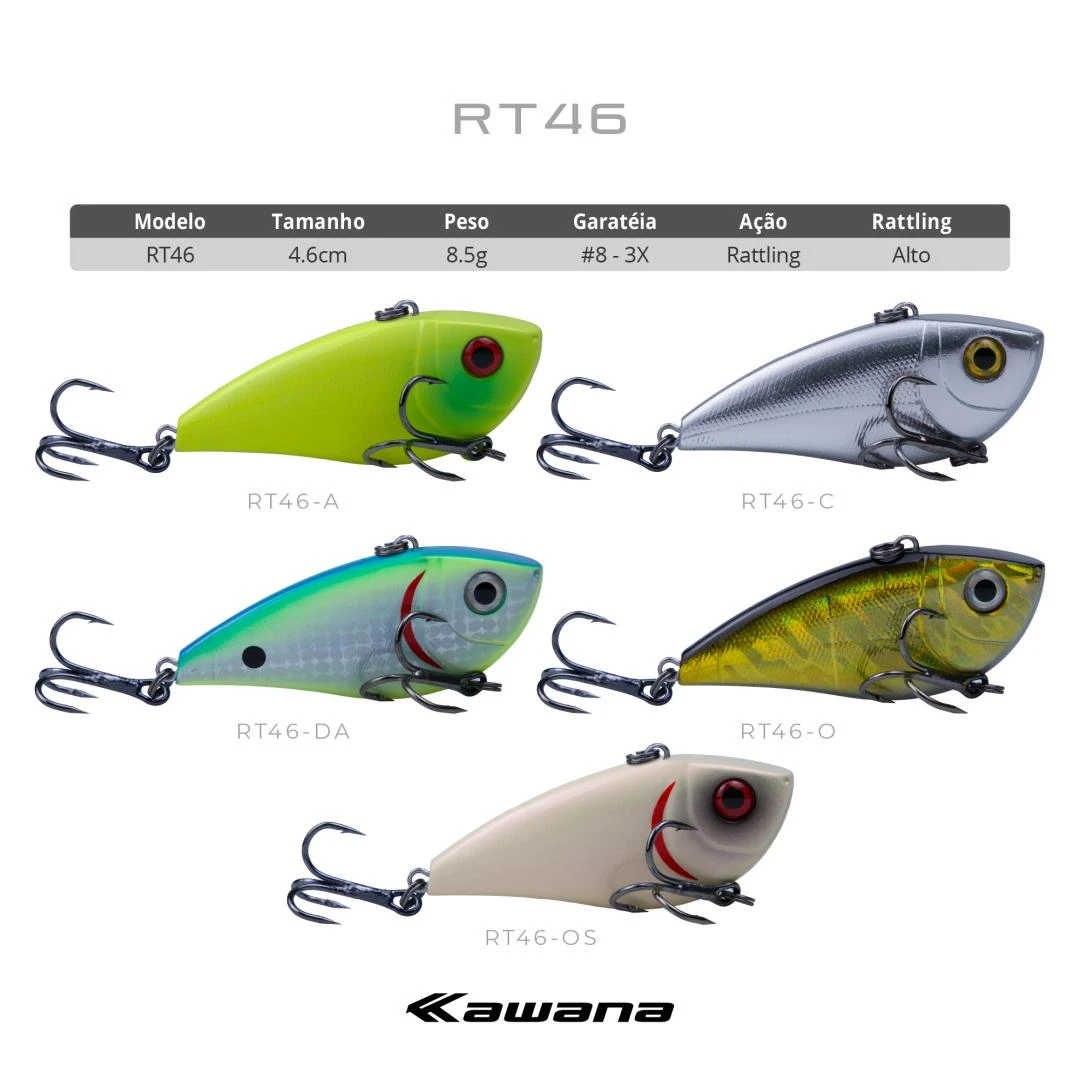 Isca de fundo RT46 - 4.6cm - 8.5g - RATTLING - $1,50