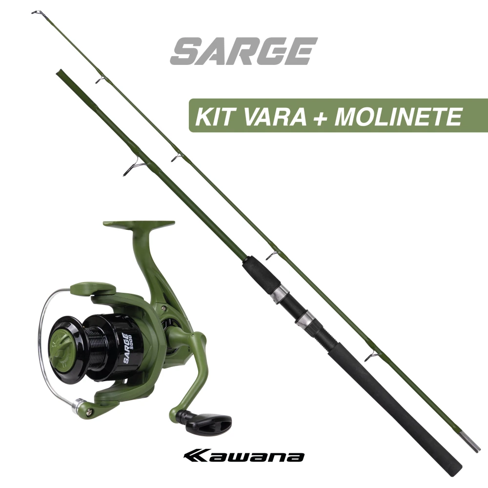 Kit SARGE - Vara + Molinete 3 Rolamnetos VERDE MILITAR MATTE
