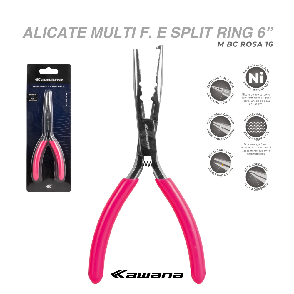 Alicate Bico Corte Split Médio ROSA 16cm 6"